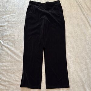 Neiman Marcus Black Wide Leg Velour  Pants Sz M w/ pockets